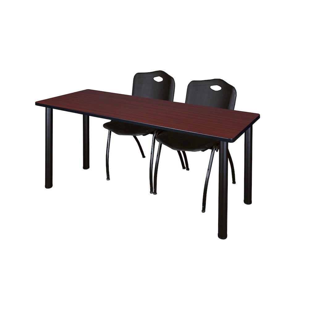 60 x 24 in. Training Table- Mahogany Top, Black Legs & 2 M Stack Chairs- Black. Picture 1