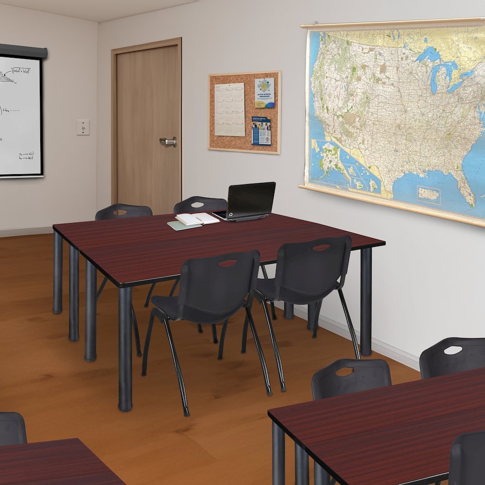 60 x 24 in. Training Table- Mahogany Top, Black Legs & 2 M Stack Chairs- Black. Picture 7