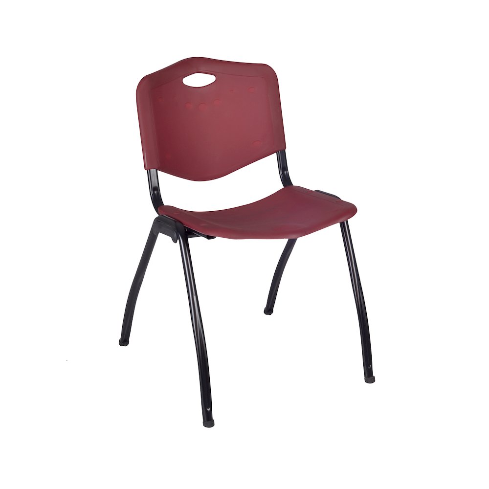 60x24 in. Training Table- Mahogany Top, Chrome Legs & 2 M Stack Chairs- Burgundy. Picture 2