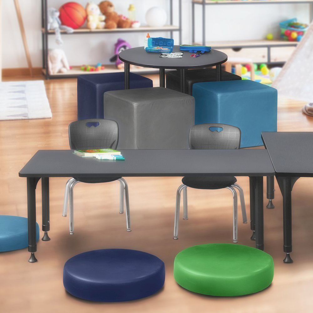 66 x 24 in. Adjustable Classroom Table- Grey & 2 Andy 12 in. Stack Chairs- Black. Picture 7