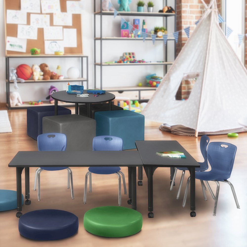 66 x 24 in. Height Adjustable Mobile Classroom Activity Table- Grey. Picture 5