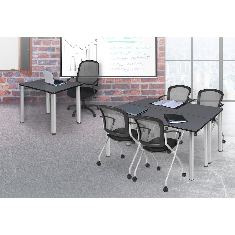 66 x 24 in. Training Table- Grey Top, Chrome Legs & 2 Cadence Nesting Chairs. Picture 7