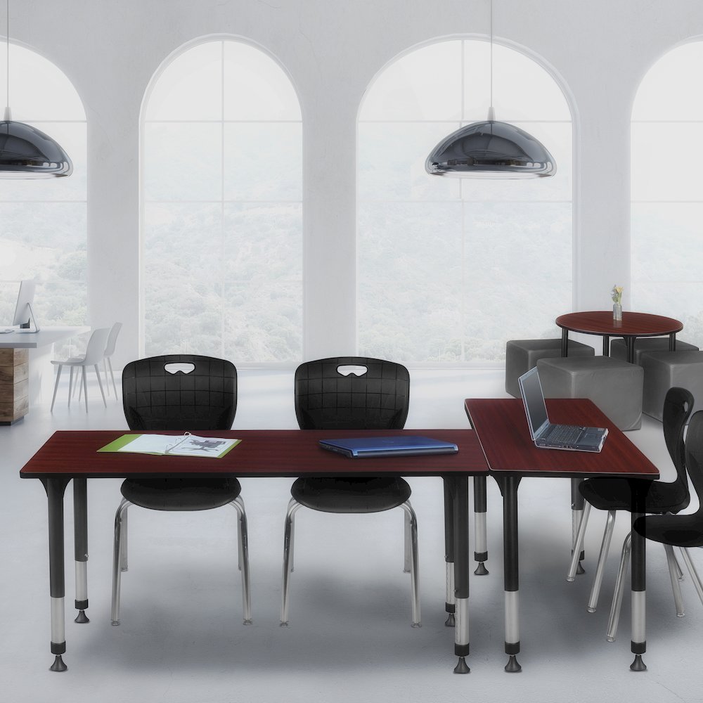 66x24 Adjustable Classroom Table- Mahogany & 2 Andy 18 Stack Chairs- Black. Picture 7