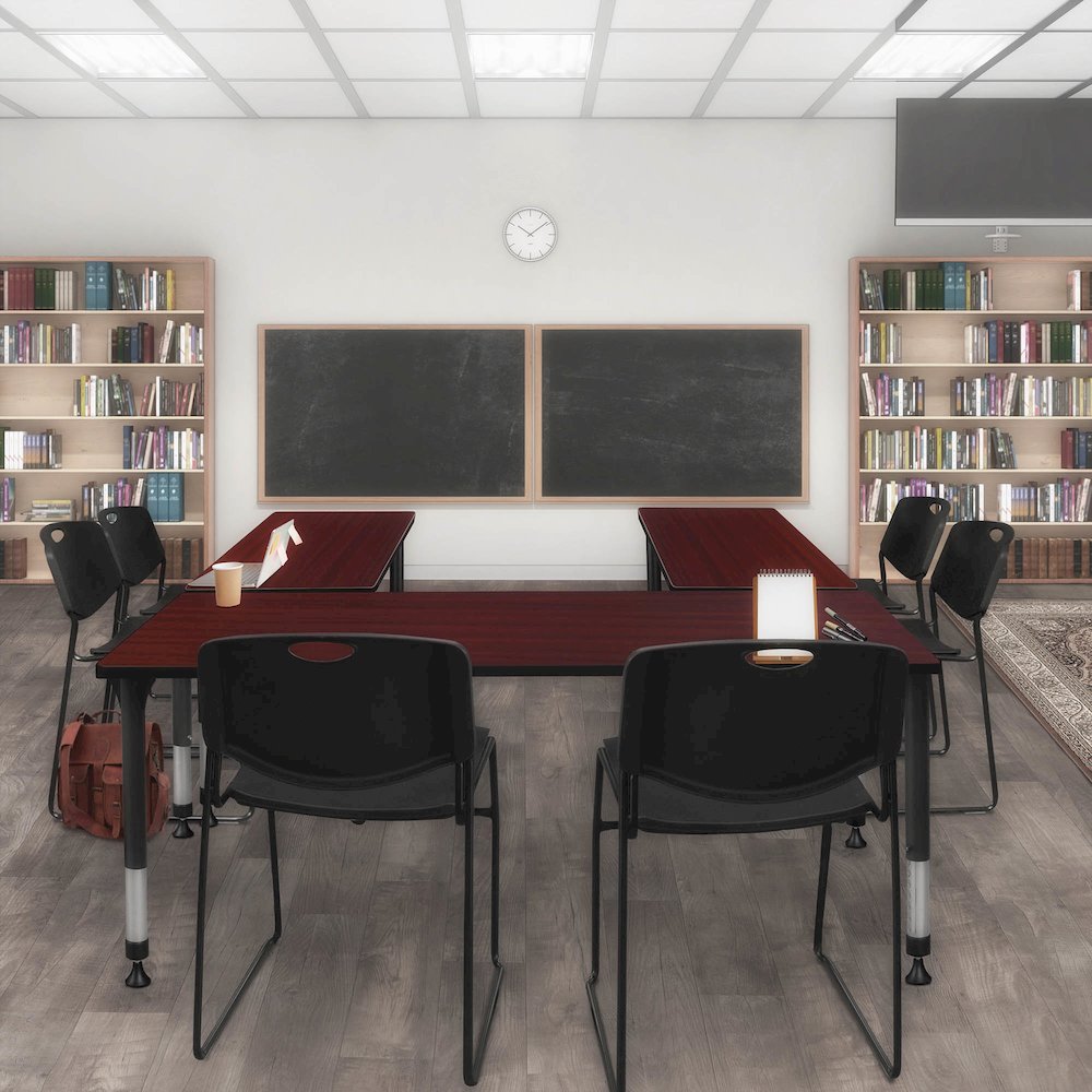 66 x 24 in. Height Adjustable Classroom Activity Table- Mahogany. Picture 6