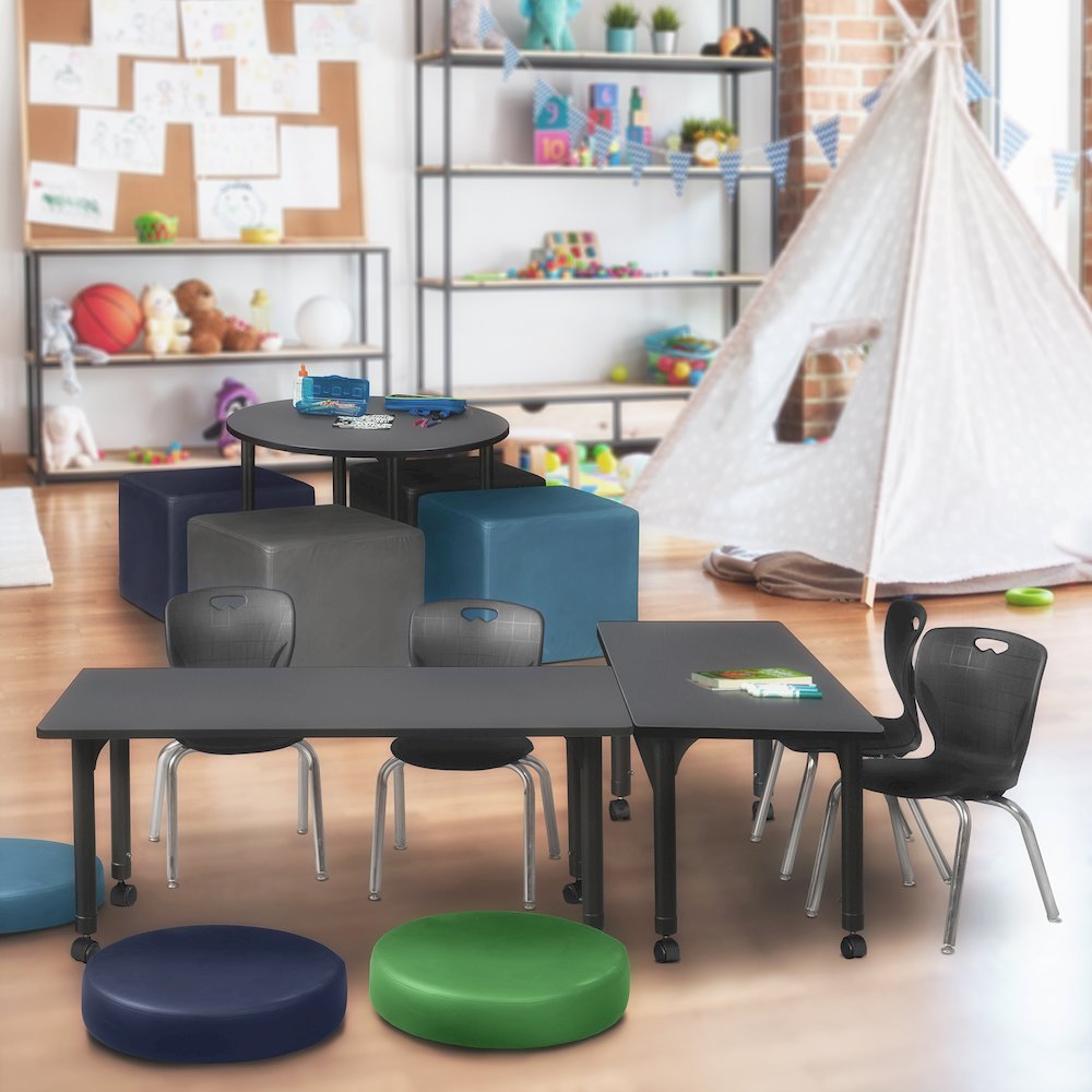 66 x 30 in. Height Adjustable Mobile Classroom Activity Table- Grey. Picture 5