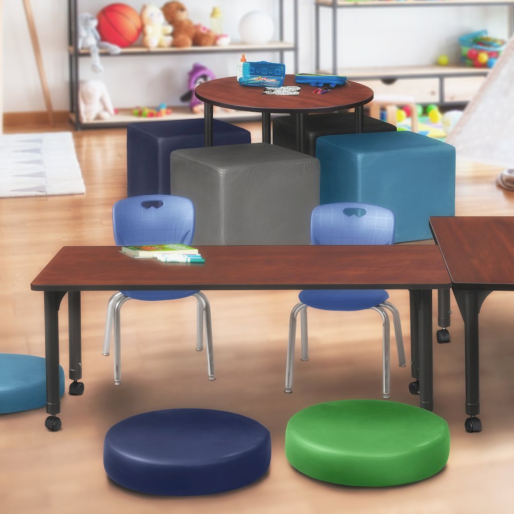 72x24 Mobile Adjustable Classroom Table- Cherry & 2 Andy 12 Stack Chairs- Blue. Picture 7