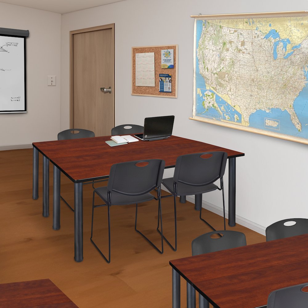 72 x 24 in. Training Table- Cherry Top, Black Legs & 2 Zeng Chairs- Black. Picture 7