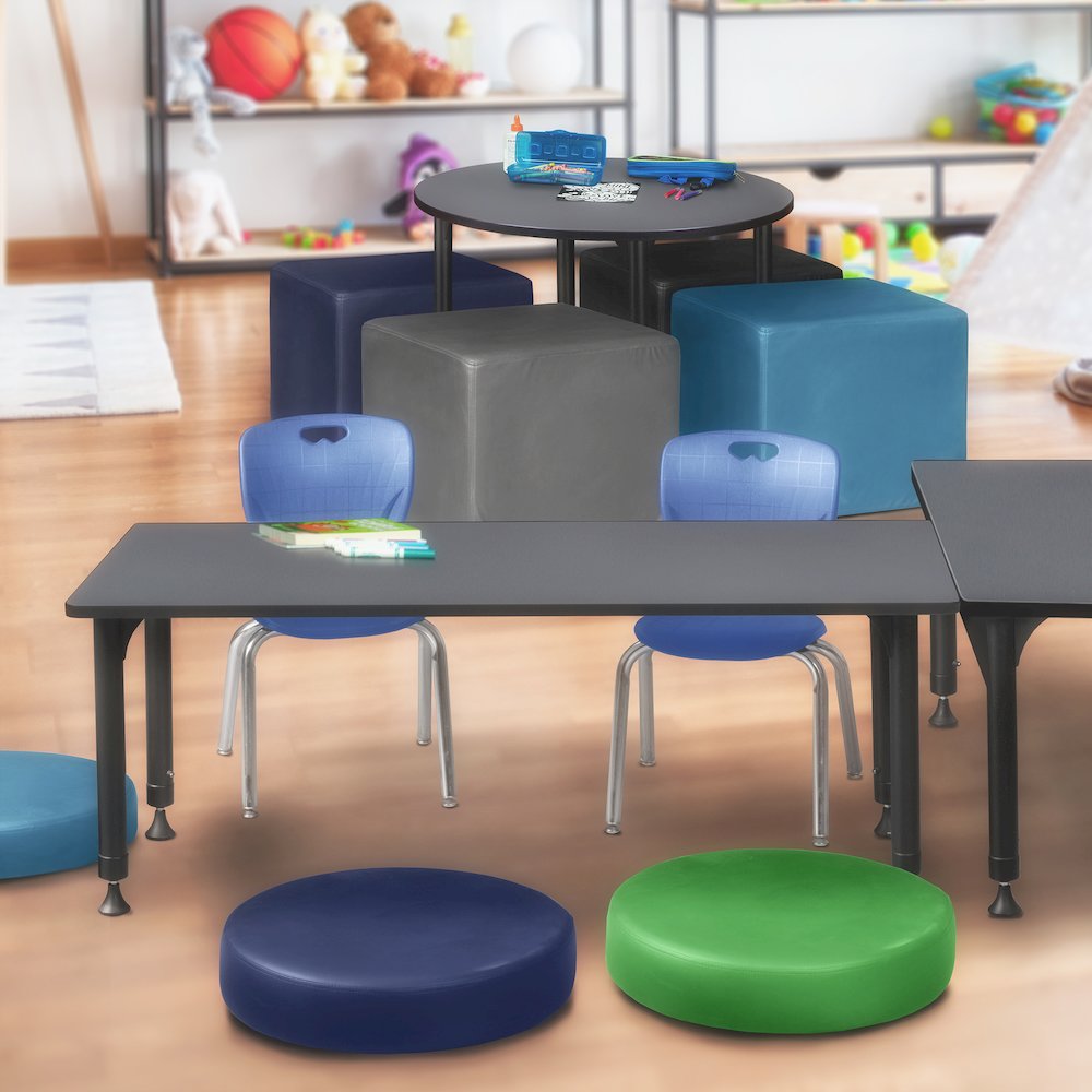 72 x 24 in. Adjustable Classroom Table- Grey & 2 Andy 12 in. Stack Chairs- Blue. Picture 7