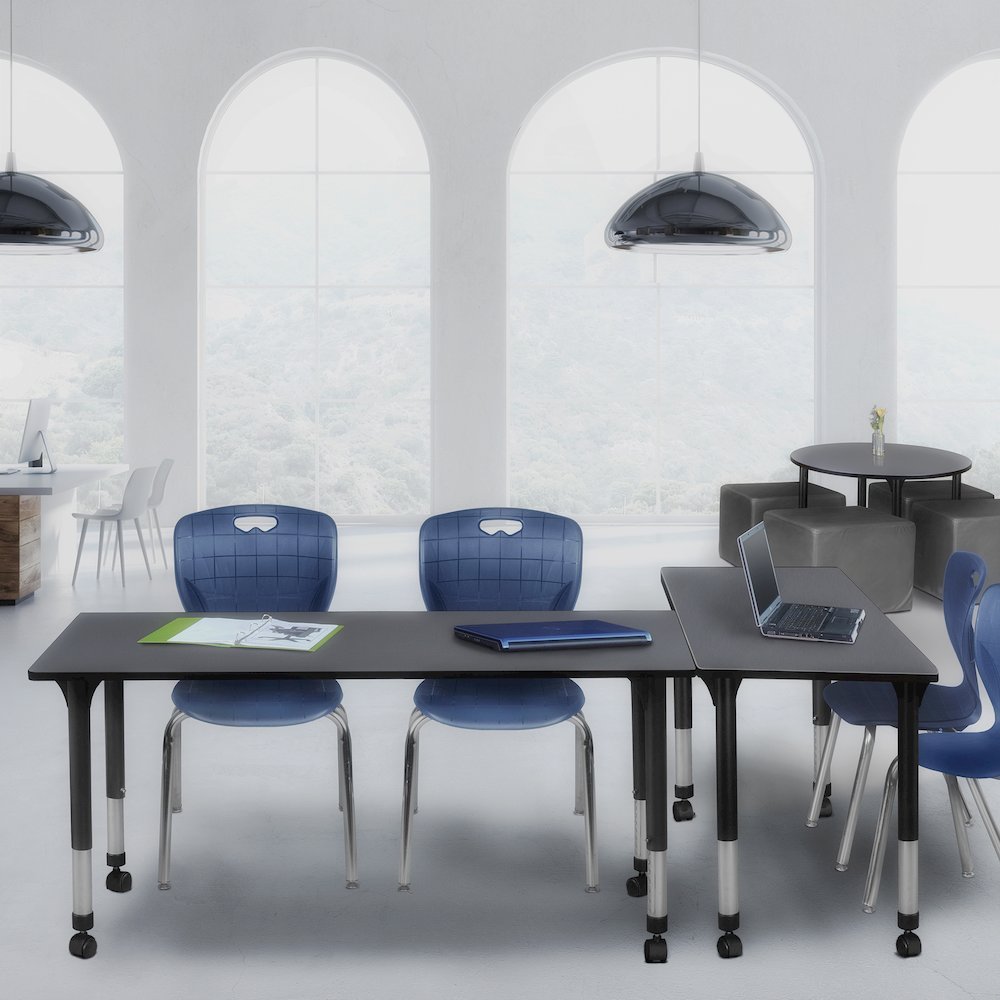72x24 Mobile Adjustable Classroom Table- Grey & 2 Andy 18 Stack Chairs- Blue. Picture 7