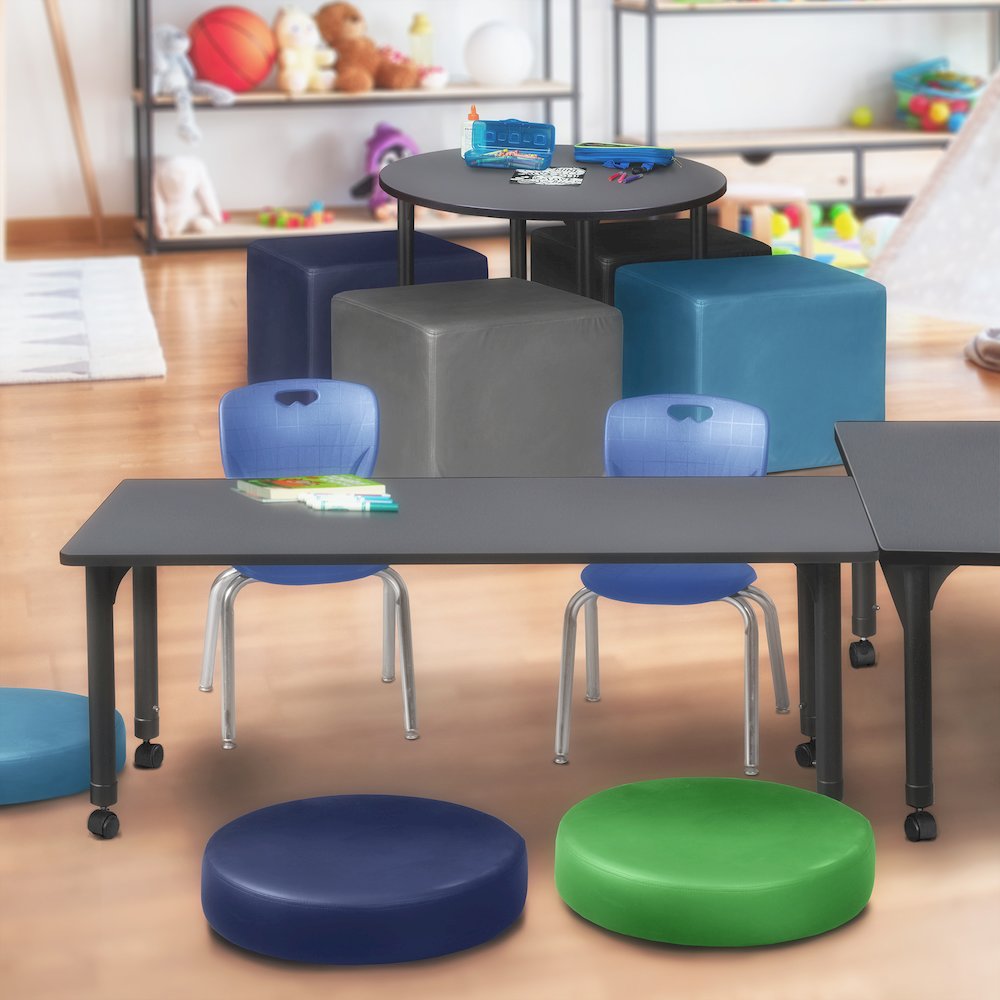 72x24 Mobile Adjustable Classroom Table- Grey & 2 Andy 12 Stack Chairs- Blue. Picture 7