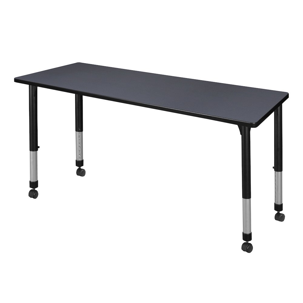 72 x 24 in. Height Adjustable Mobile Classroom Activity Table- Grey. Picture 1