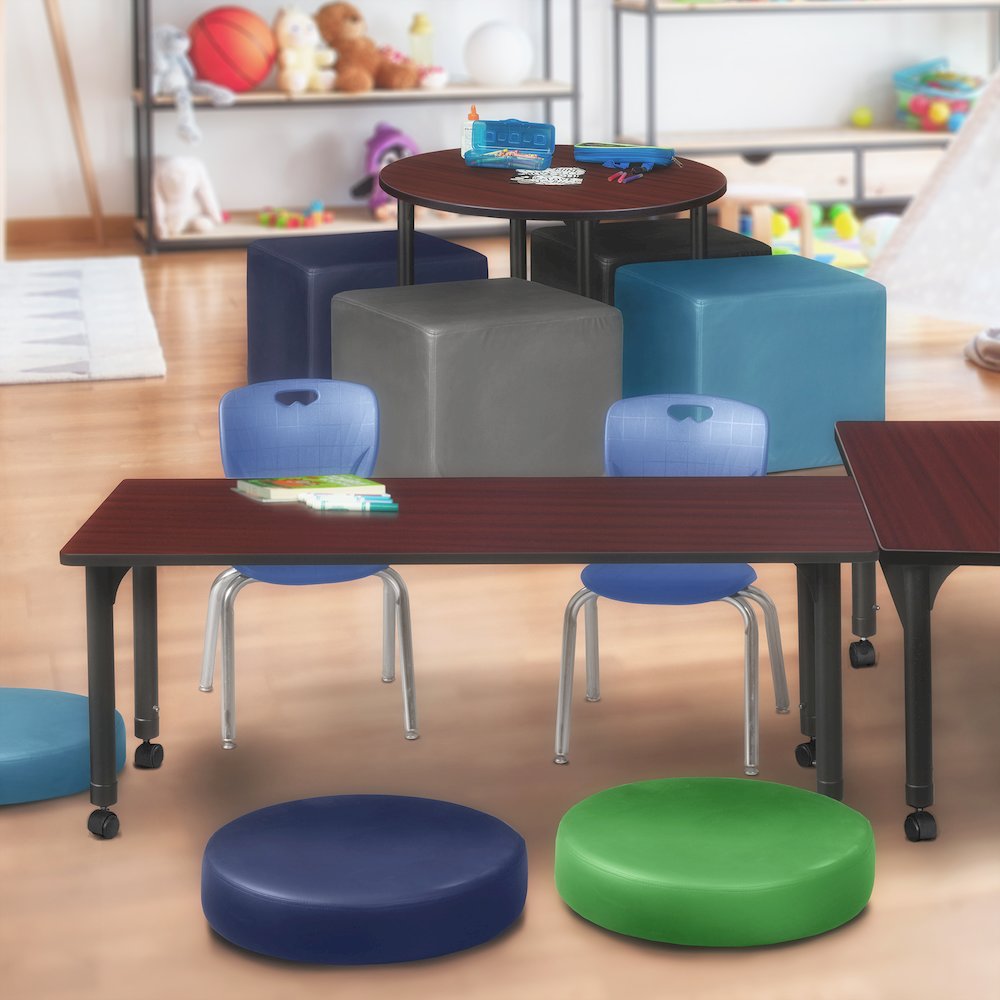 72x24 Mobile Adjustable Classroom Table- Mahogany & 2 Andy 12 Stack Chairs- Blue. Picture 7