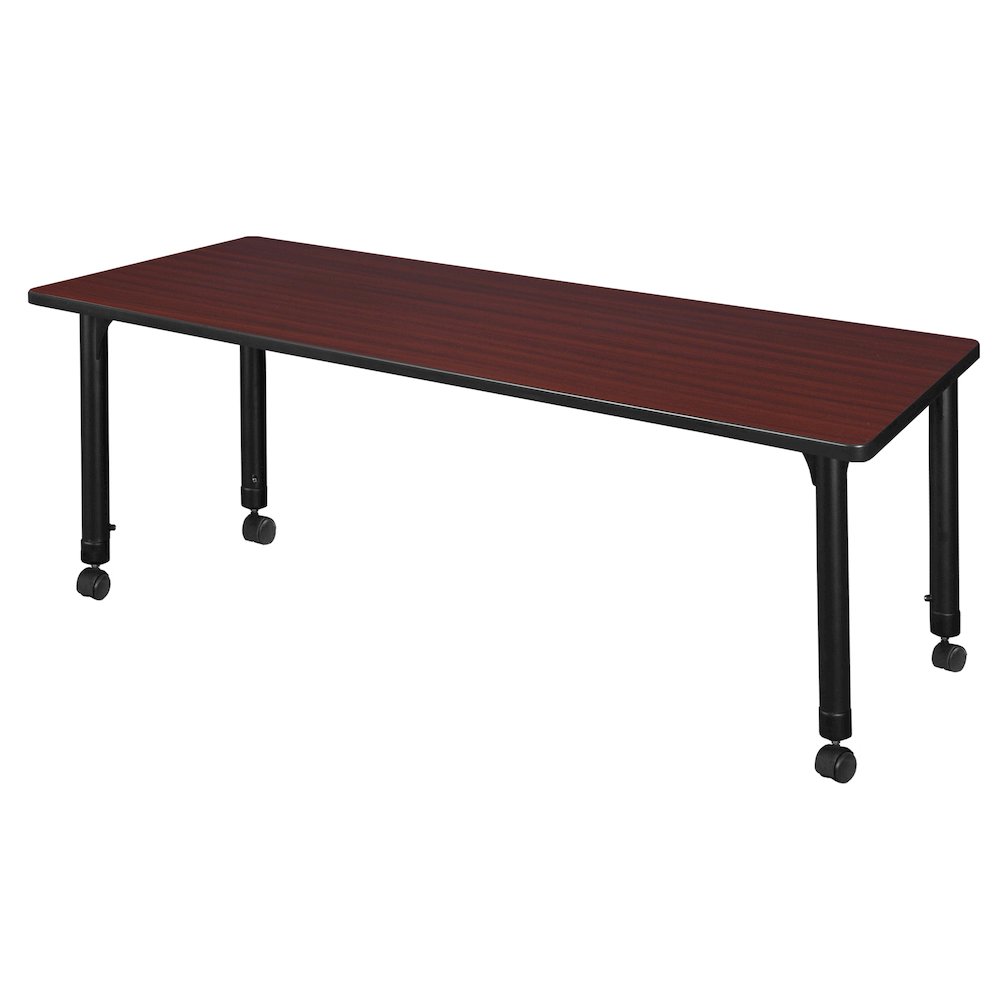 72 x 24 in. Height Adjustable Mobile Classroom Activity Table- Mahogany. Picture 2