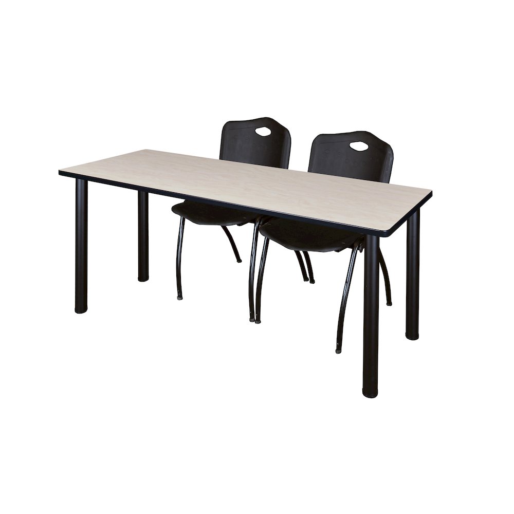72 x 24 in. Training Table- Maple Top, Black Legs & 2 M Stack Chairs- Black. Picture 1