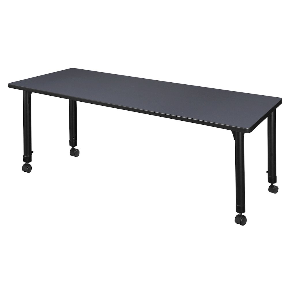 72 x 30 in. Height Adjustable Mobile Classroom Activity Table- Grey. Picture 2