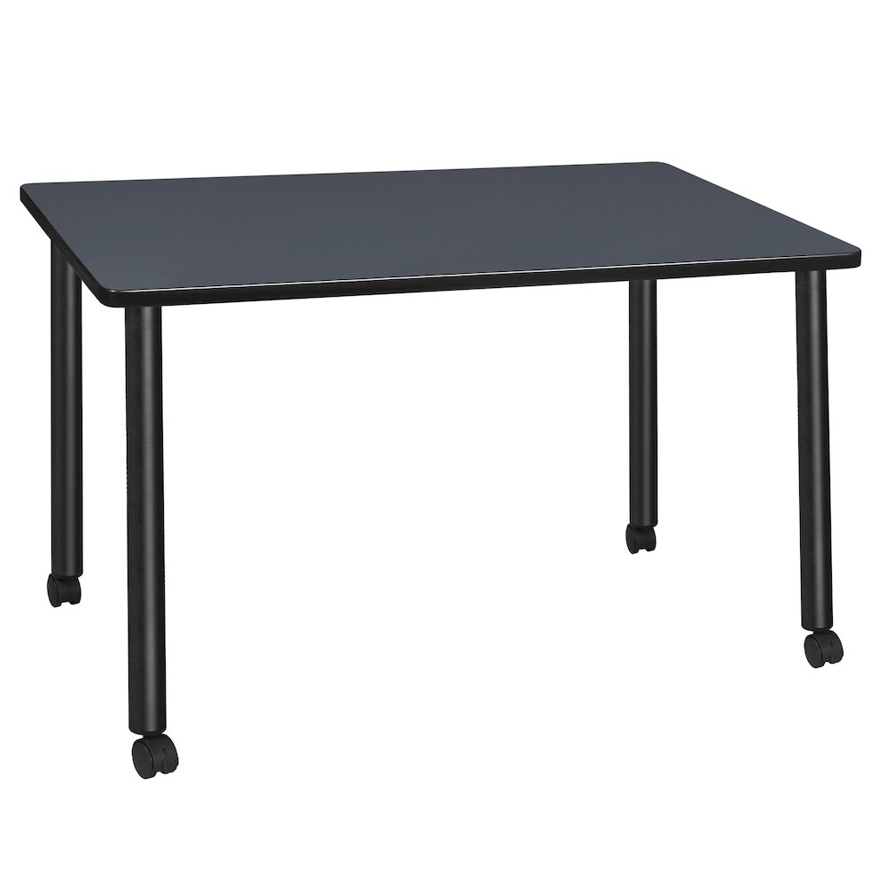 42 x 24 in. Mobile Training Seminar Table- Grey Top, Black Legs. Picture 1
