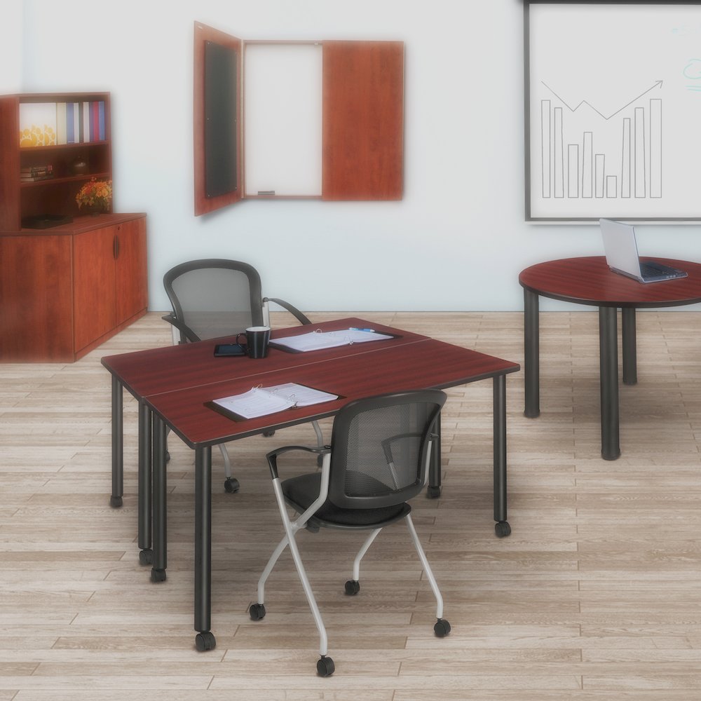 42 x 24 in. Mobile Training Seminar Table- Mahogany Top, Black Legs. Picture 5