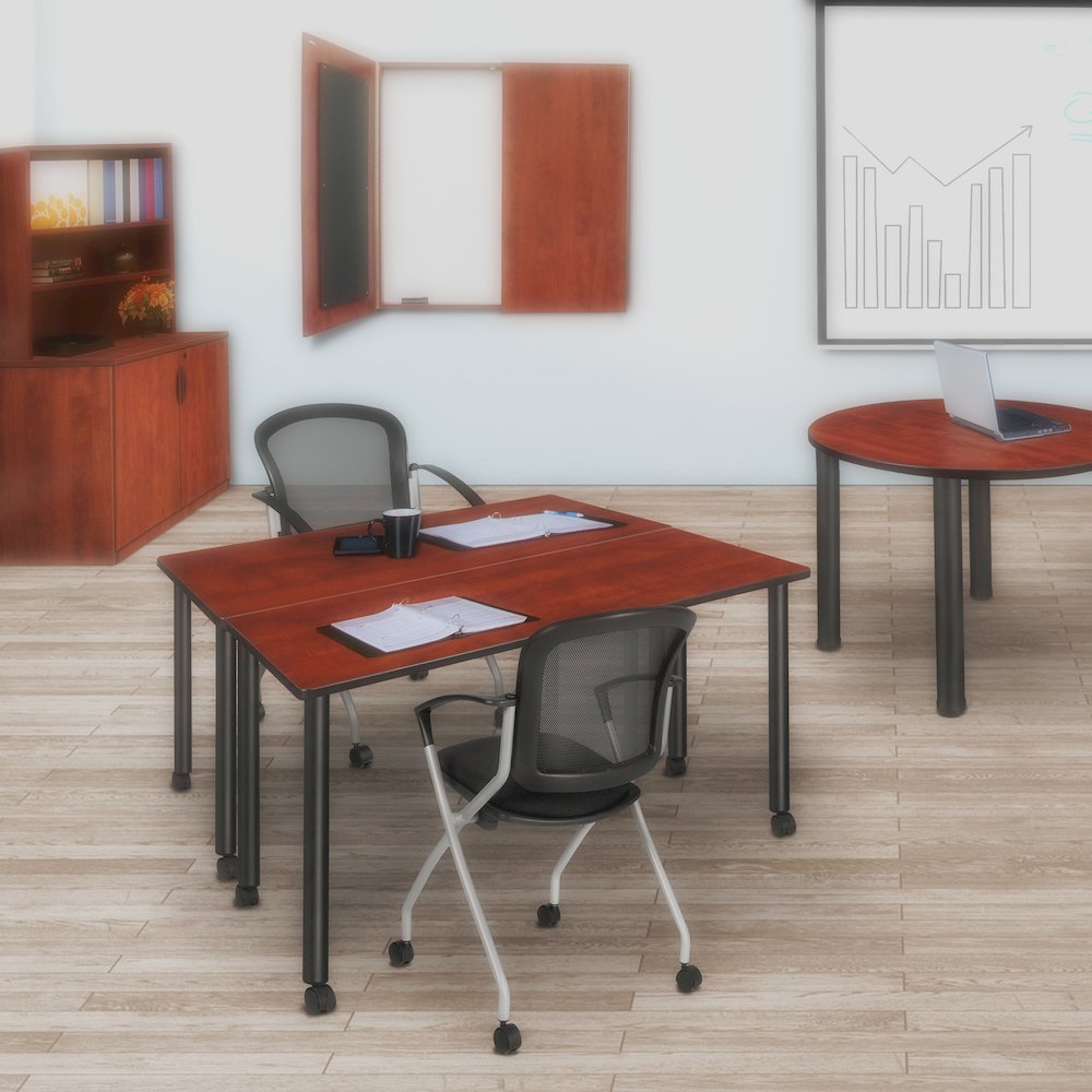 48 x 24 in. Mobile Training Seminar Table- Cherry Top, Black Legs. Picture 5