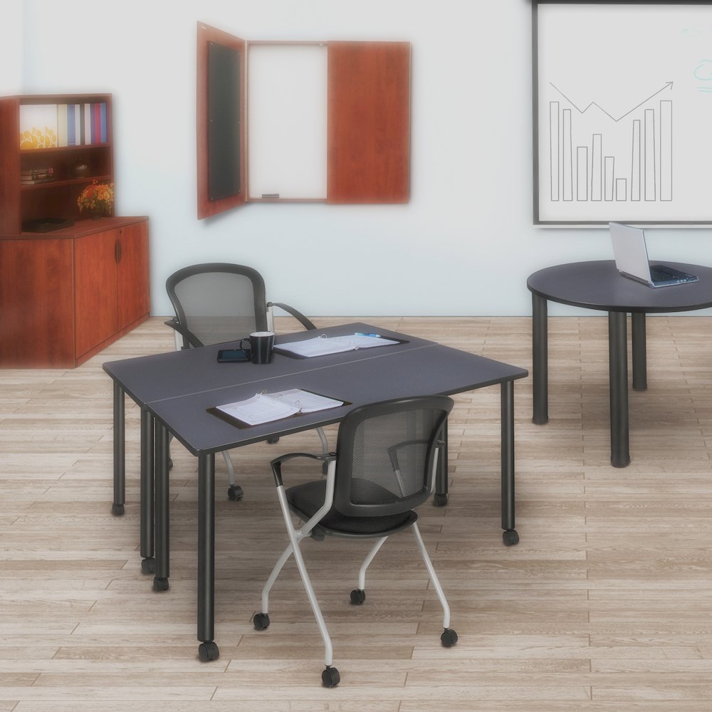 48 x 24 in. Mobile Training Seminar Table- Grey Top, Black Legs. Picture 5