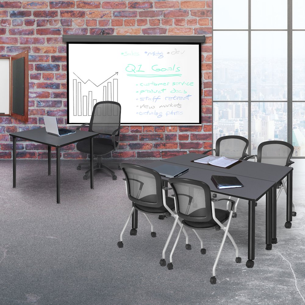 66 x 24 in. Mobile Training Seminar Table- Grey Top, Black Legs. Picture 5