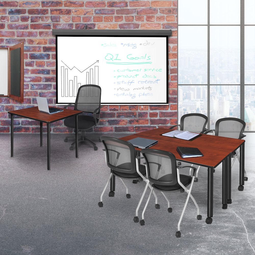 72 x 24 in. Mobile Training Seminar Table- Cherry Top, Black Legs. Picture 5