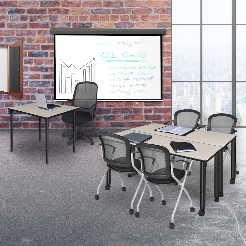 72 x 24 in. Mobile Training Seminar Table- Maple Top, Black Legs. Picture 5
