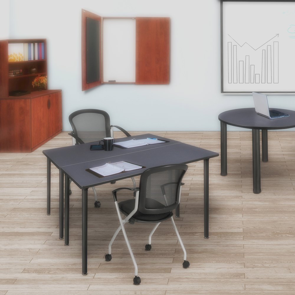 42 x 24 in. Folding Training Seminar Table- Grey Top, Black Legs. Picture 8