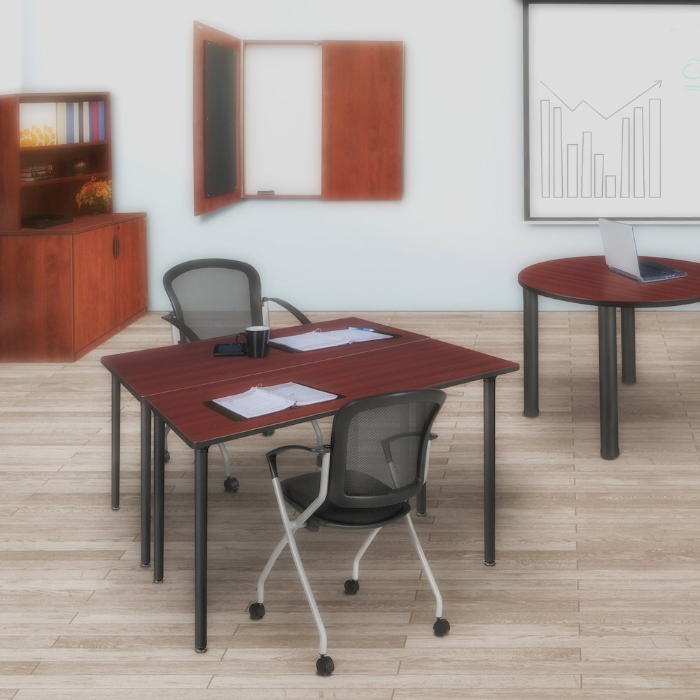 42 x 24 in. Folding Training Seminar Table- Mahogany Top, Black Legs. Picture 8