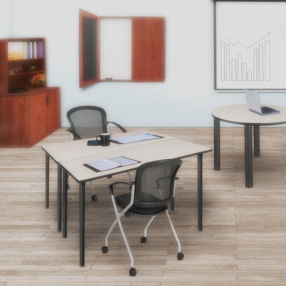 42 x 24 in. Folding Training Seminar Table- Maple Top, Black Legs. Picture 8