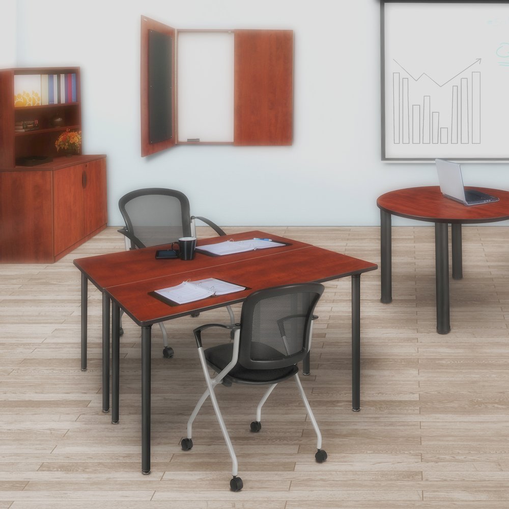 48 x 24 in. Folding Training Seminar Table- Cherry Top, Black Legs. Picture 8