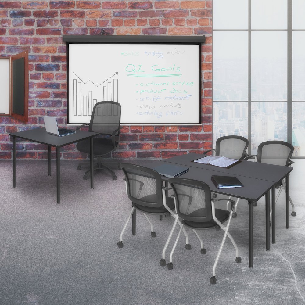60 x 24 in. Folding Training Seminar Table- Grey Top, Black Legs. Picture 8
