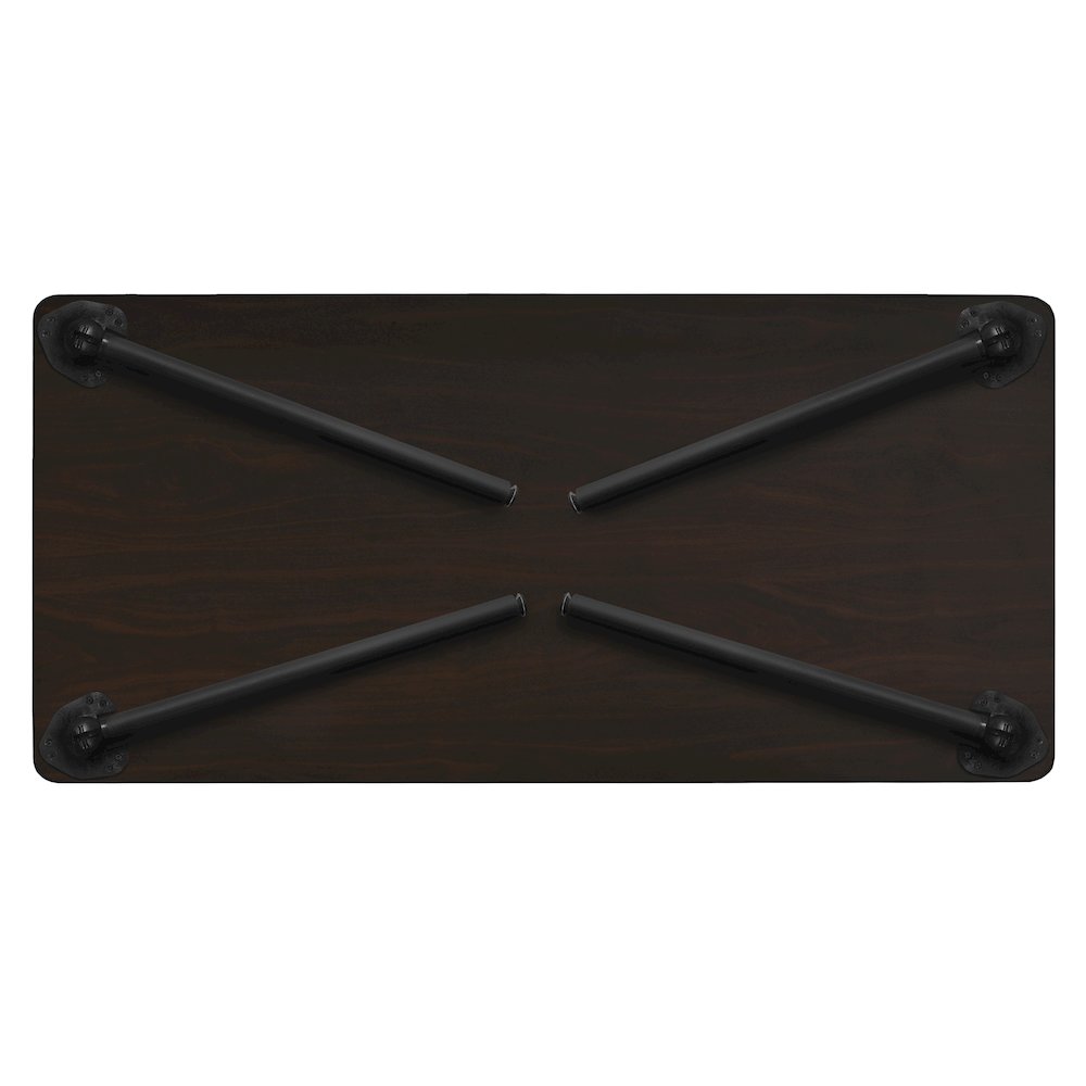 60 x 24 in. Folding Training Seminar Table- Mahogany Top, Black Legs. Picture 7