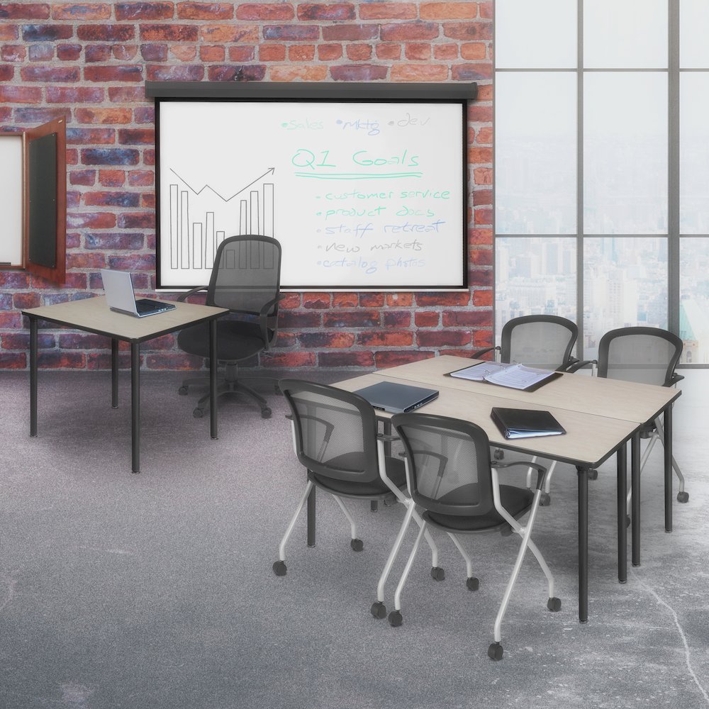 66 x 24 in. Folding Training Seminar Table- Maple Top, Black Legs. Picture 8