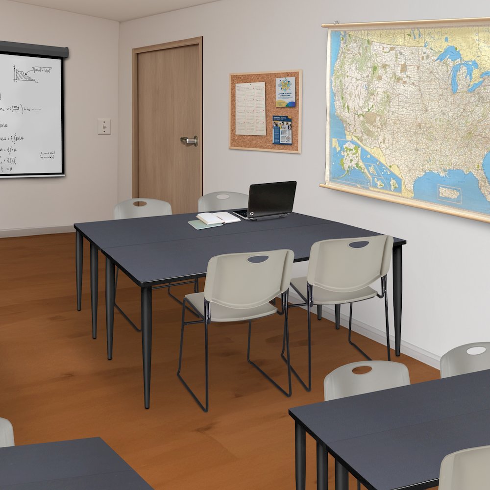 66 x 24 in. Training Seminar Table- Grey Top, Black Tapered Legs. Picture 4