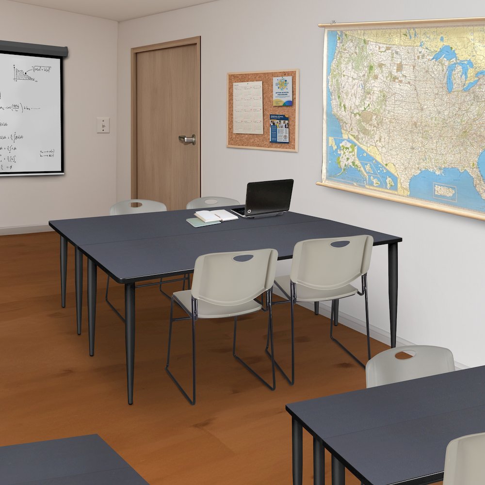 72 x 24 in. Training Seminar Table- Grey Top, Black Tapered Legs. Picture 4