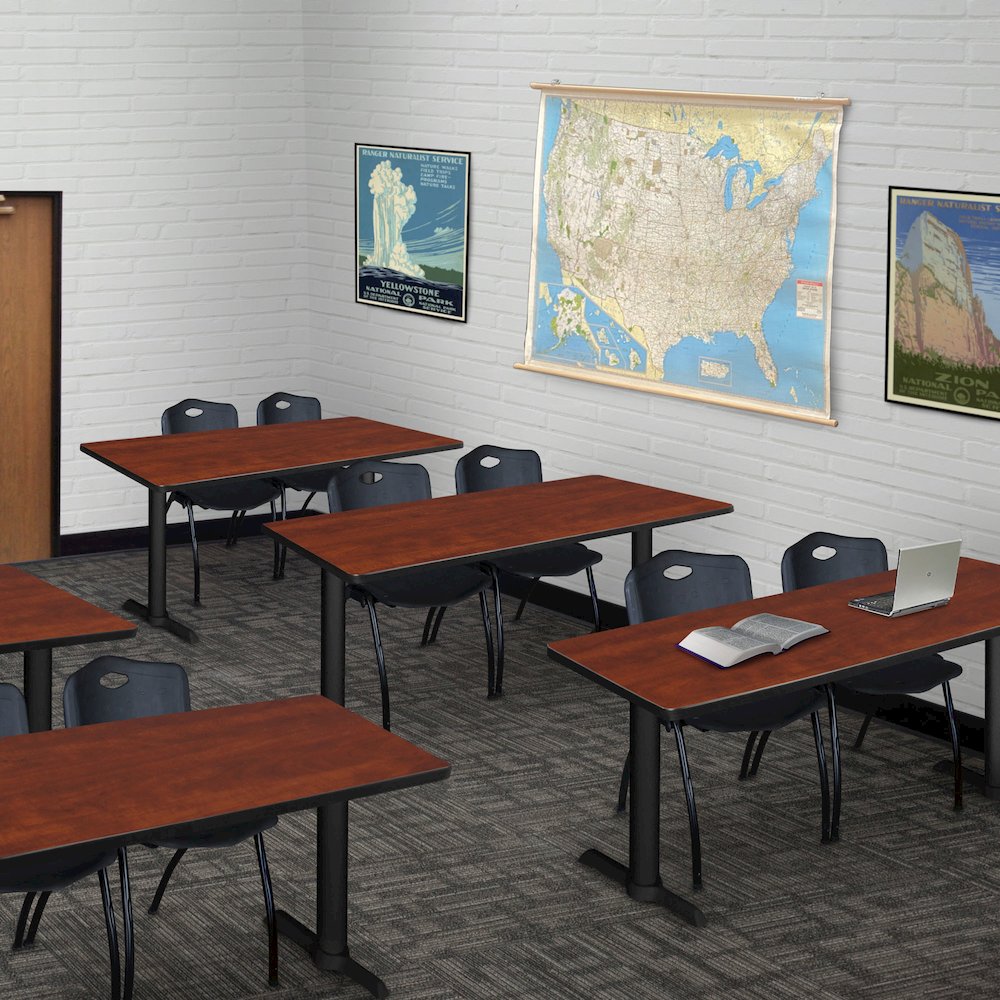 48 x 24 in. T-Base Training Seminar Table- Cherry & 2 M Stack Chairs- Black. Picture 8