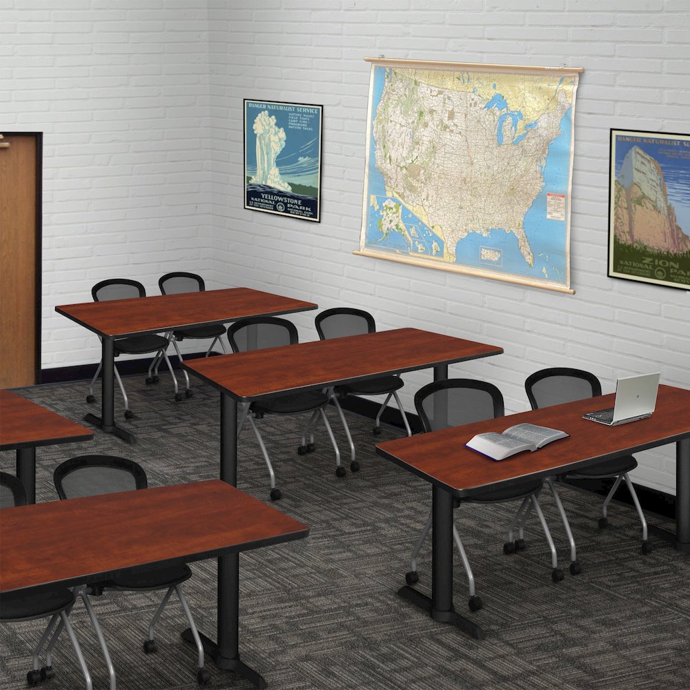 42 x 24 in. Steel T-Base Training Seminar Table- Cherry. Picture 4