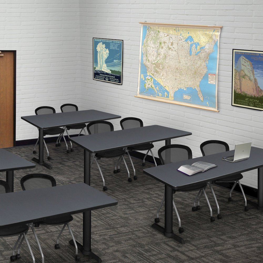 48 x 24 in. T-Base Training Seminar Table- Grey & 2 Cadence Nesting Chairs. Picture 8