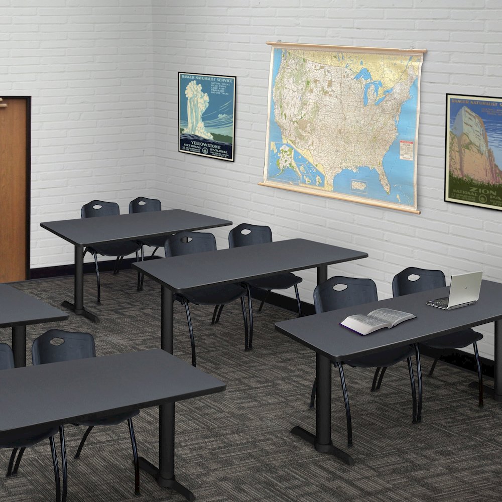 48 x 24 in. T-Base Training Seminar Table- Grey & 2 M Stack Chairs- Black. Picture 8