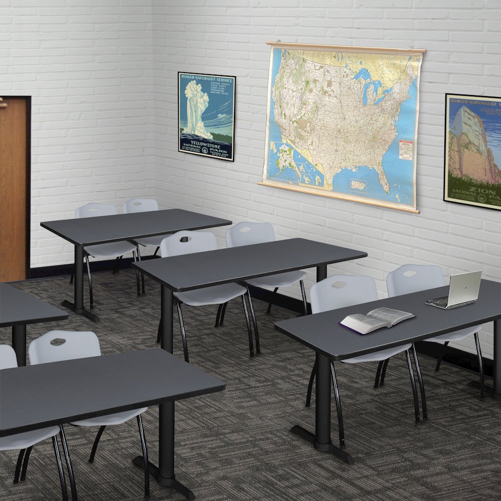 48 x 24 in. T-Base Training Seminar Table- Grey & 2 M Stack Chairs- Grey. Picture 8