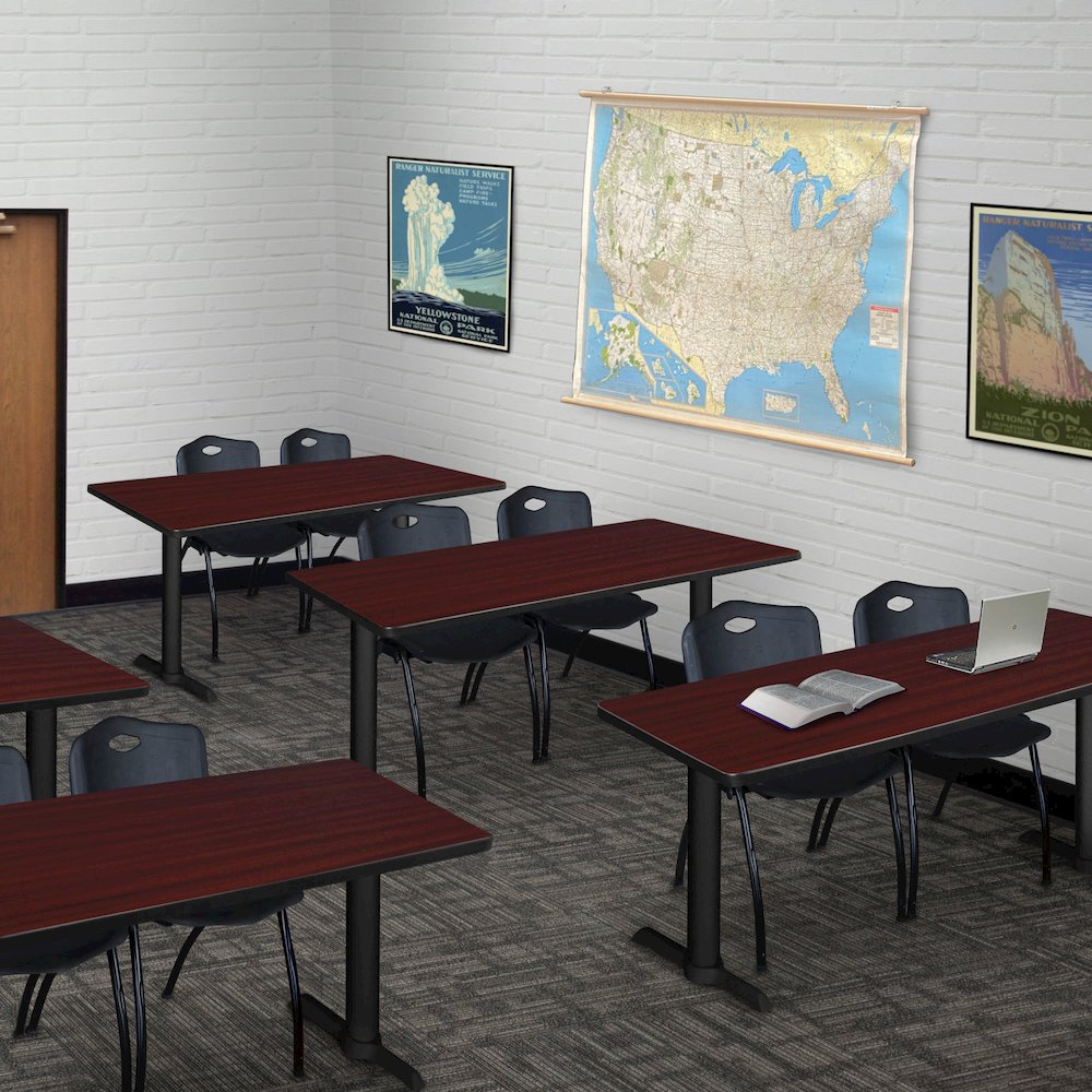 48 x 24 in. T-Base Training Seminar Table- Mahogany & 2 M Stack Chairs- Black. Picture 8