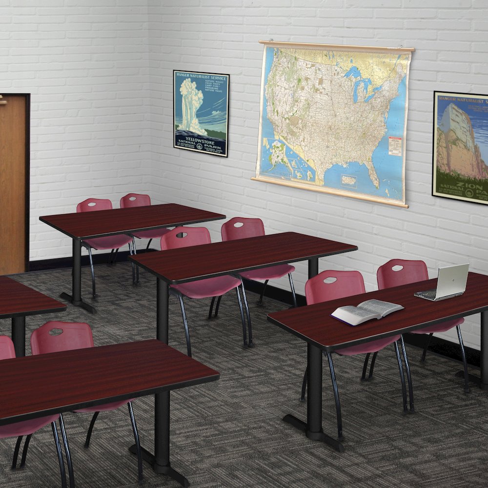 48 x 24 in. T-Base Training Seminar Table- Mahogany & 2 M Stack Chairs- Burgundy. Picture 8