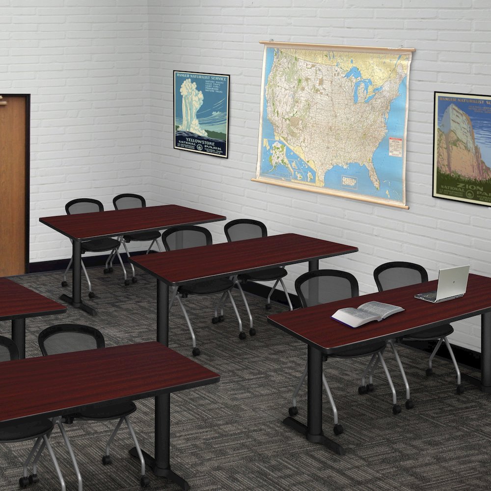 42 x 24 in. Steel T-Base Training Seminar Table- Mahogany. Picture 4