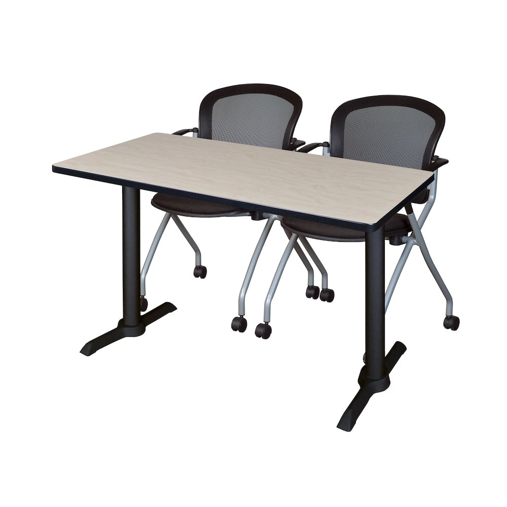 48 x 24 in. T-Base Training Seminar Table- Maple & 2 Cadence Nesting Chairs. Picture 1