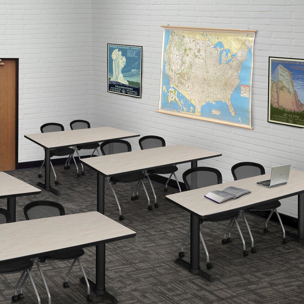 48 x 24 in. T-Base Training Seminar Table- Maple & 2 Cadence Nesting Chairs. Picture 8