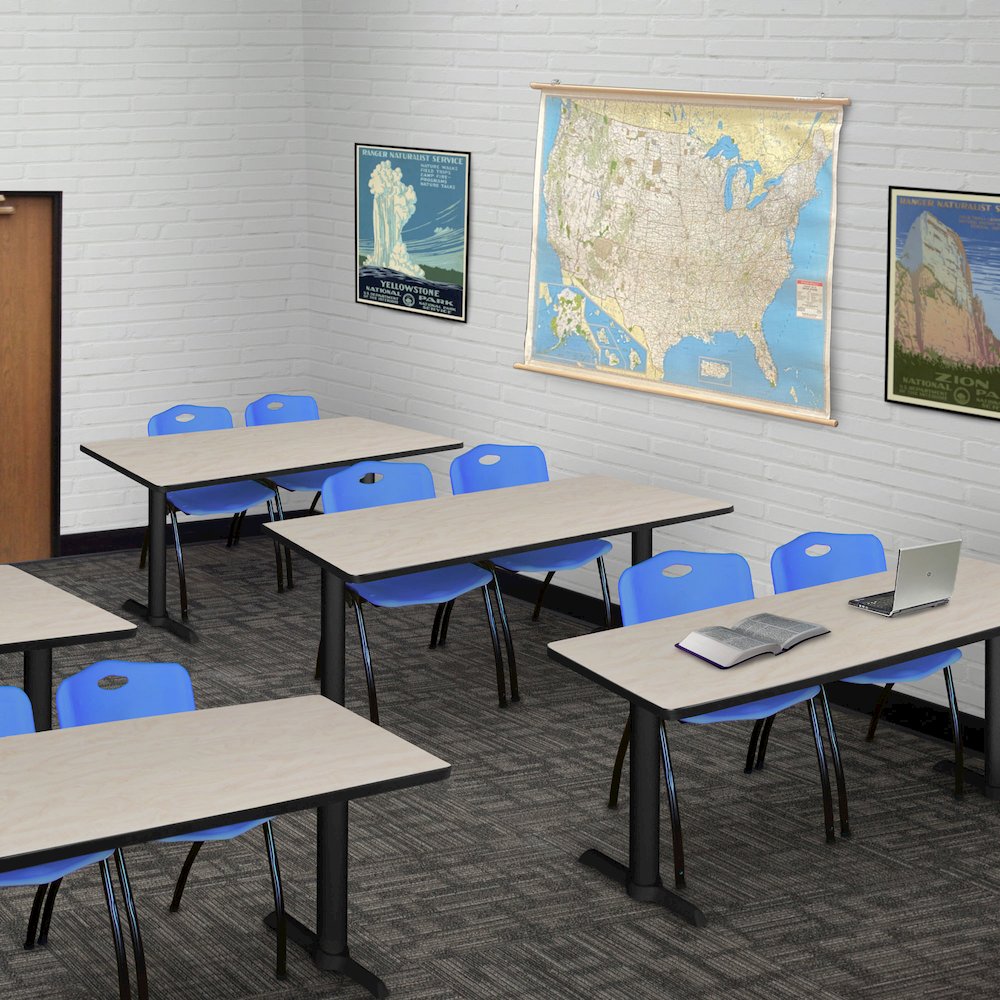 48 x 24 in. T-Base Training Seminar Table- Maple & 2 M Stack Chairs- Blue. Picture 8