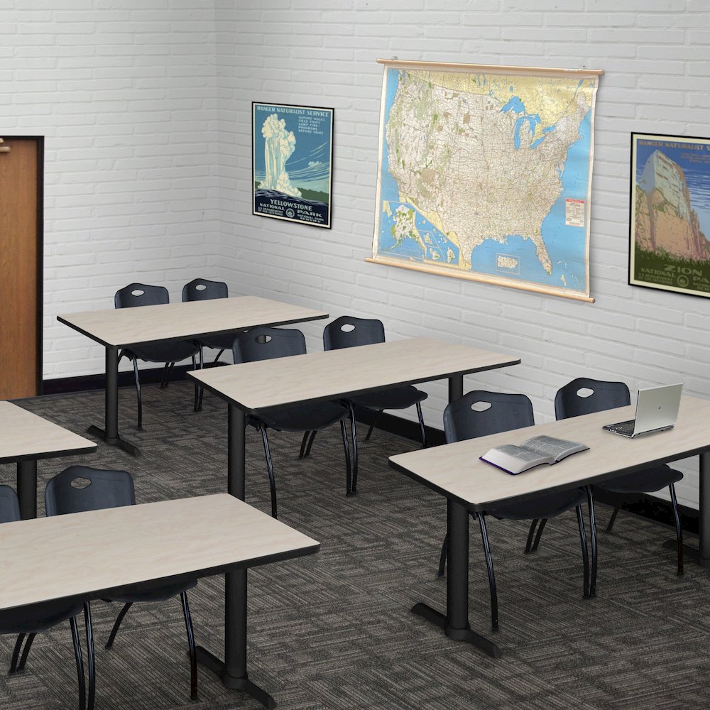 48 x 24 in. T-Base Training Seminar Table- Maple & 2 M Stack Chairs- Black. Picture 8