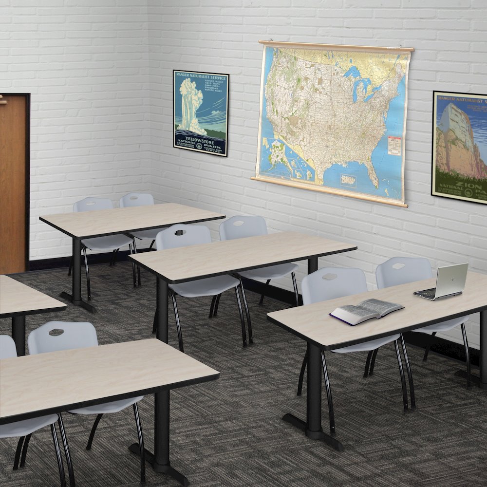 48 x 24 in. T-Base Training Seminar Table- Maple & 2 M Stack Chairs- Grey. Picture 8