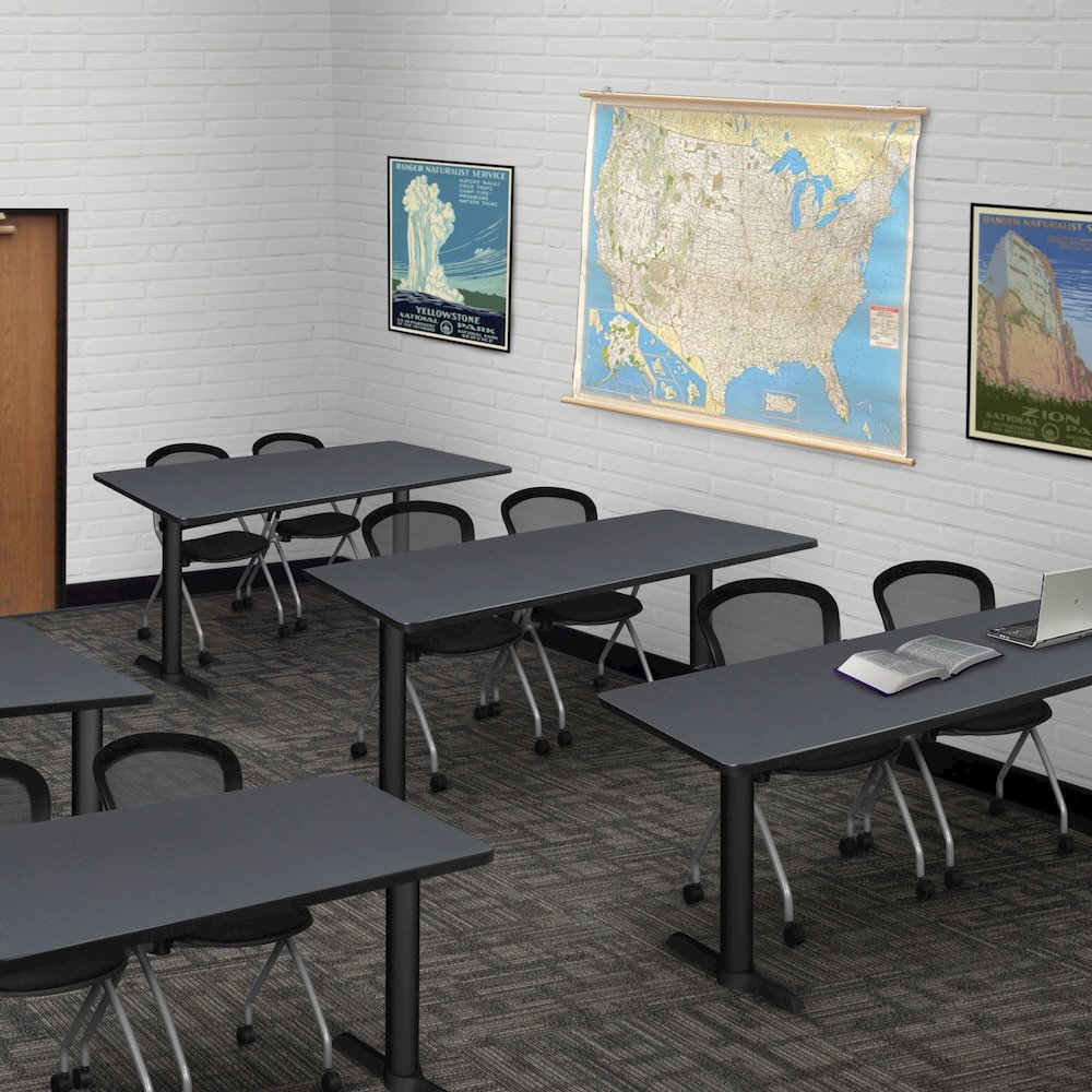 60 x 24 in. T-Base Training Seminar Table- Grey & 2 Cadence Nesting Chairs. Picture 8