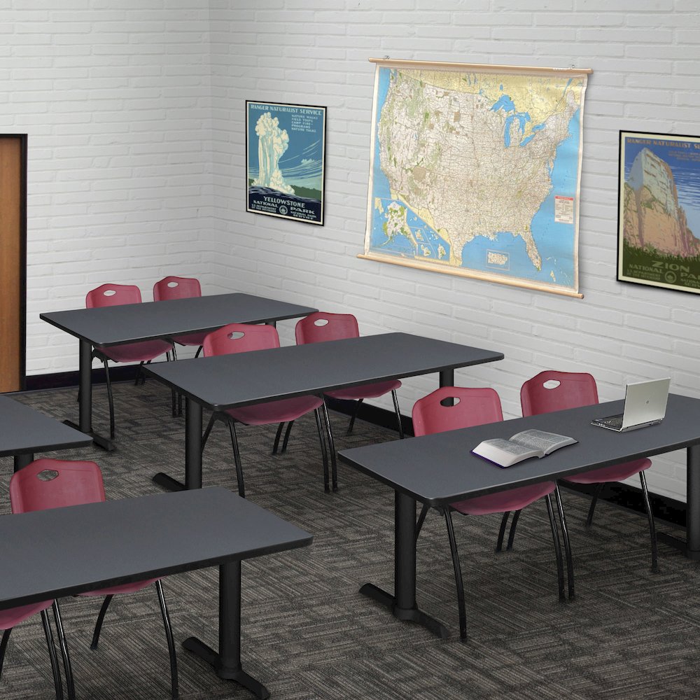 60 x 24 in. Steel T-Base Training Seminar Table- Grey. Picture 4
